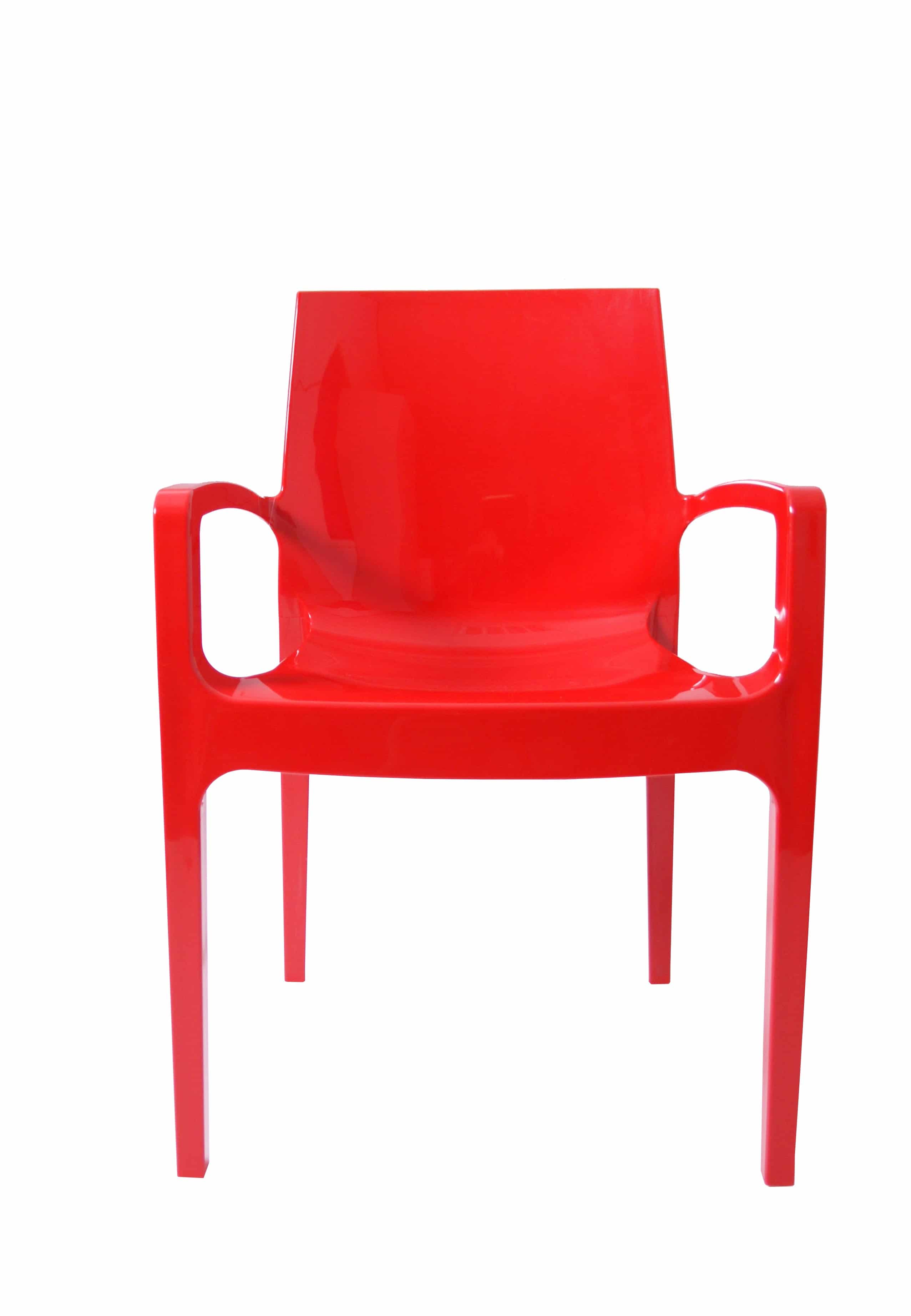 Kunststof stoel glossy armleggers rood front Kunststof stoel glossy armleggers rood front