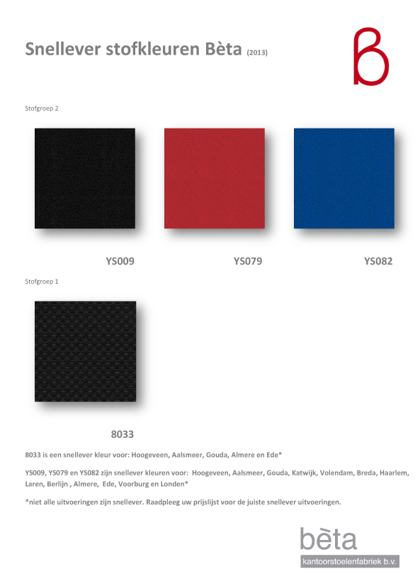 Stoffenkaart snellever kleuren Stoffenkaart snellever kleuren