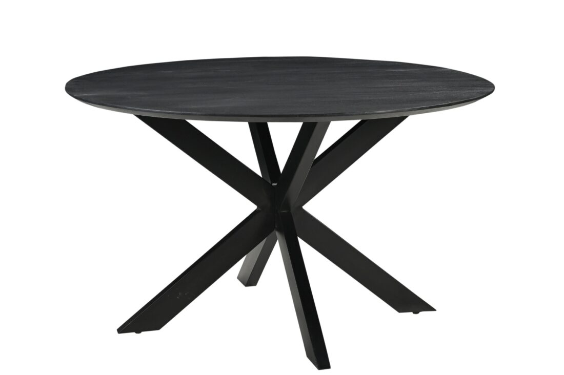 Vergadertafel 130 Cm Spinpoot En Deens Rond Zwart Blad