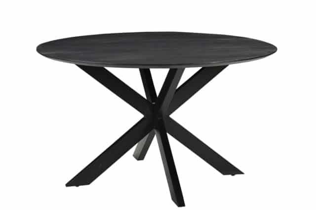 Vergadertafel 130 Cm Spinpoot En Deens Rond Zwart Blad