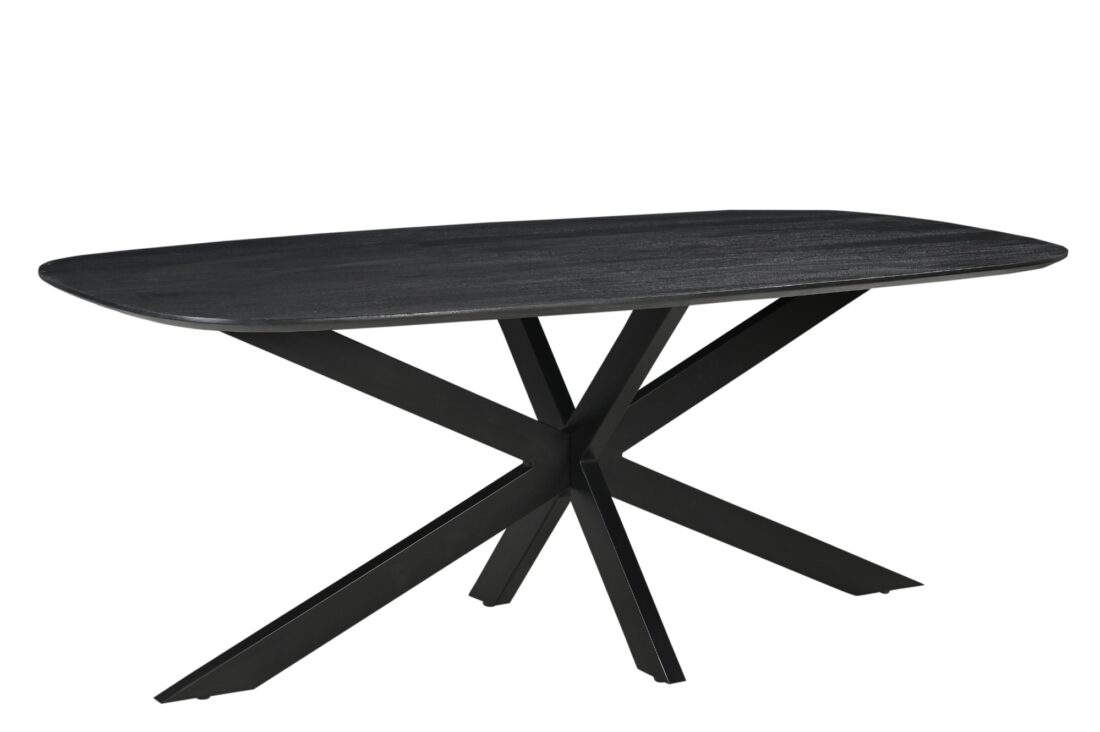 Vergadertafel 300 X 100 Cm Spinpoot En Deens Ovaal Zwart Blad