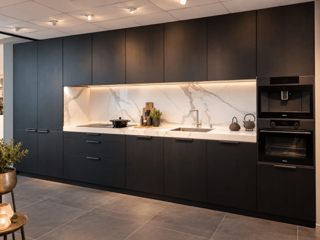 Luxe Poggenpohl Keuken In Donker Eiken Showroomkeuken Met Keramisch Werkblad