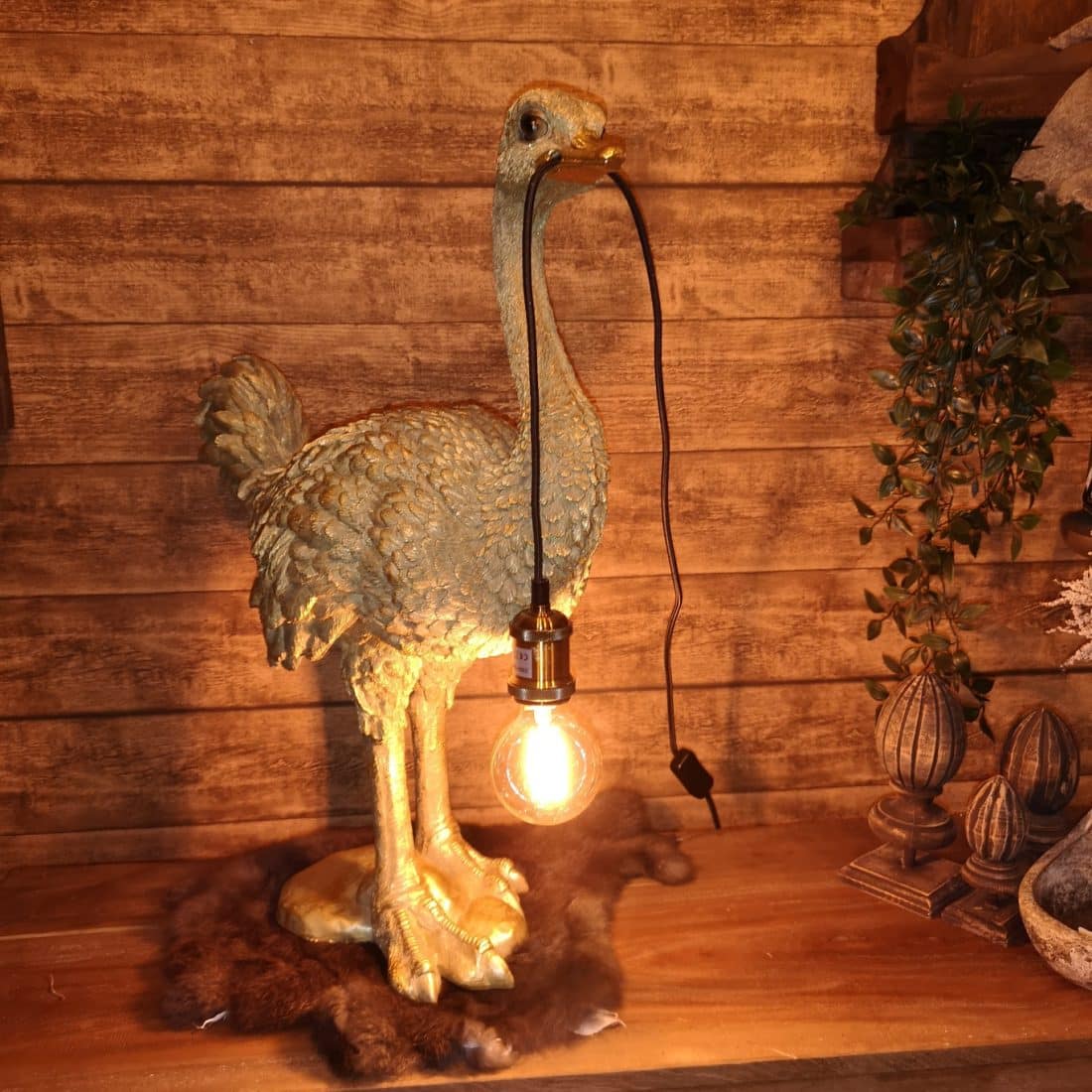 Tafellamp Struisvogel Goud