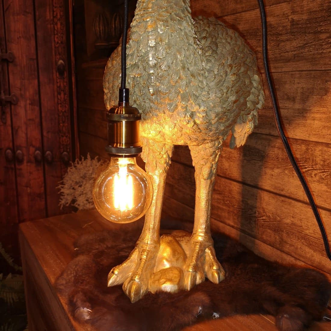Tafellamp Struisvogel Goud