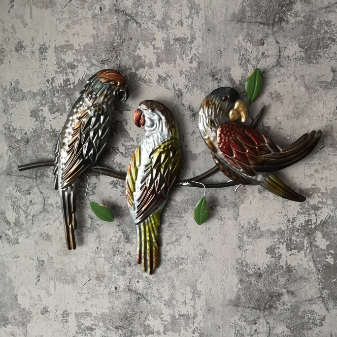 Metalen Wand Decoratie Papagaaien