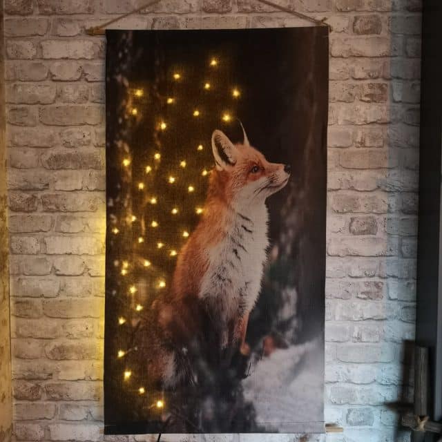 Wanddoek Vos Met Led 60 X 110cm