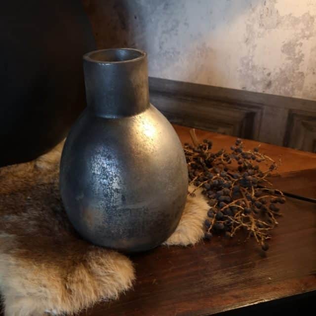 Glazen Bloemen Vaas Antique Zilver Art 23 9171