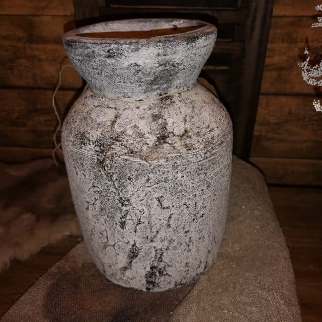 Rechte Aardewerk Vaas Met Brede Hals