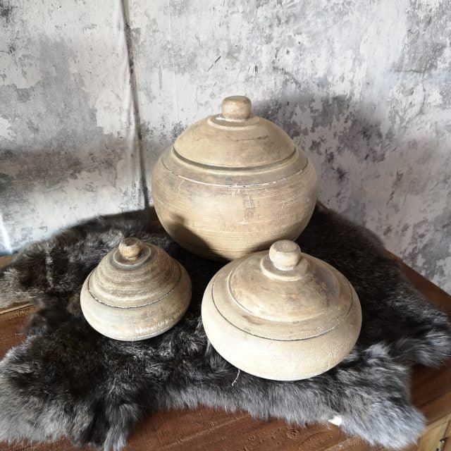 Houten Bolle Pot Met Deksel Groot Art 23 6929
