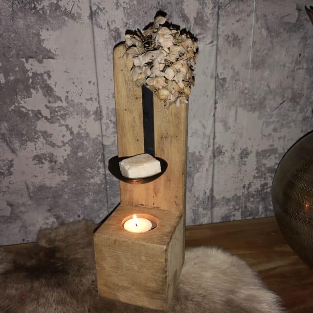 Houten Waxine Standaard Met Lepel Art 23 9219