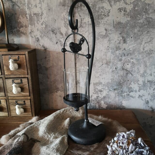 Windlicht Hangend Aan Metalen Standaard Met Vogel Art 24 8767