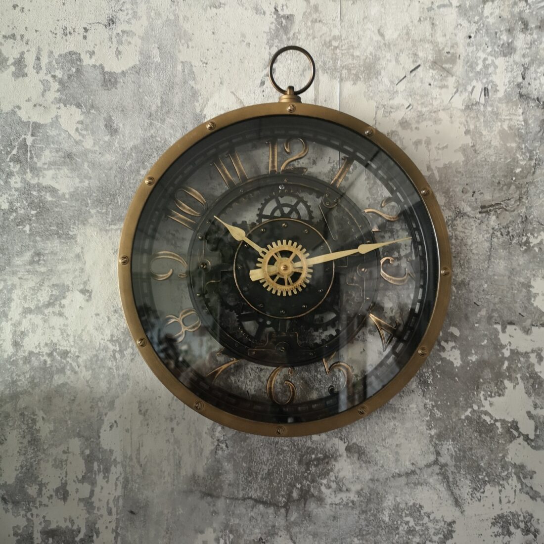 Wandklok Goud Zwart 27cm Art 24 4677