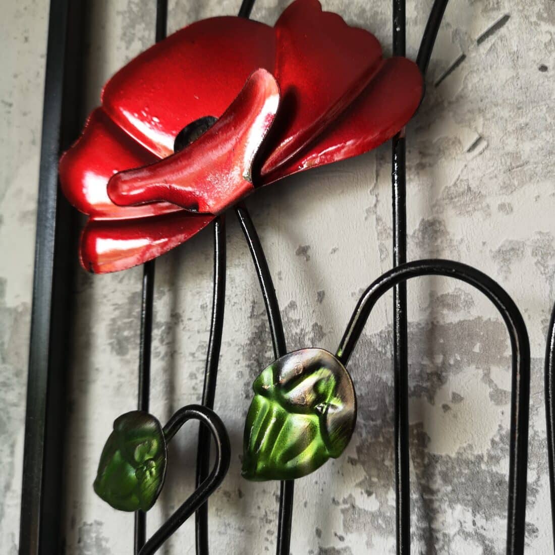 Metalen Wand Decoratie Klaprozen Art 7579