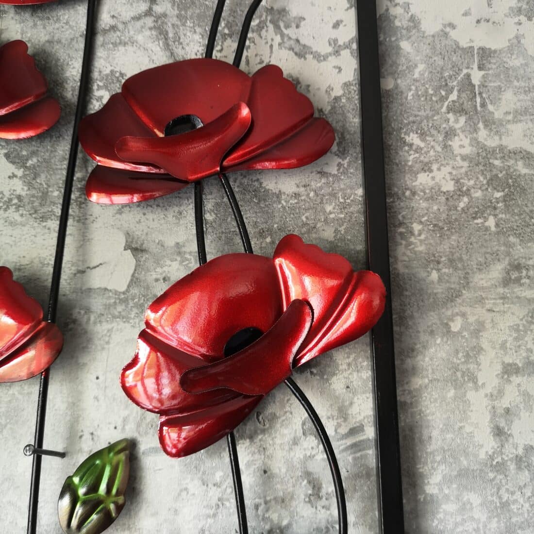 Metalen Wand Decoratie Klaprozen Art 7579