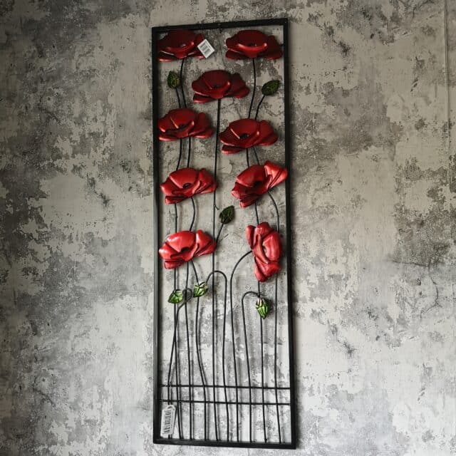 Metalen Wand Decoratie Klaprozen Art 7579