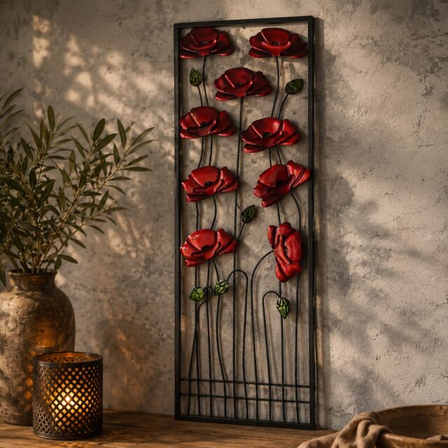 Metalen Wand Decoratie Klaprozen Art 7579
