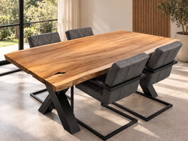 Boomstamtafel 4 Slede Stoelen Showroom Set Van 1995 00 Voor 1495 00 Pas De Code Toe Voor Korting