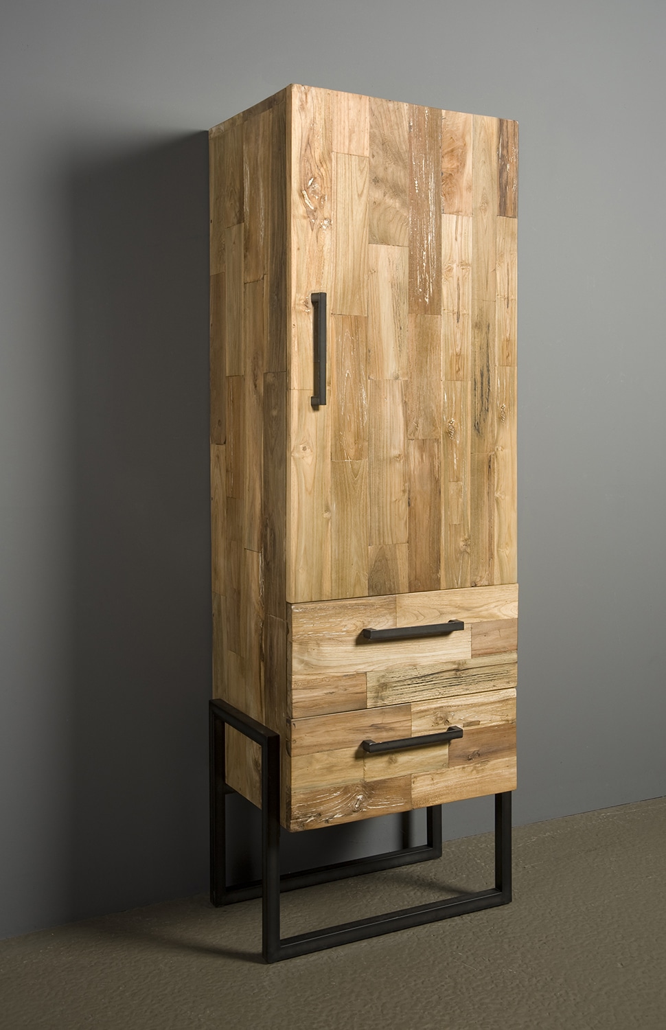 Opbergkast Potenza 66x45x190 cm deur links draaiend oud teak