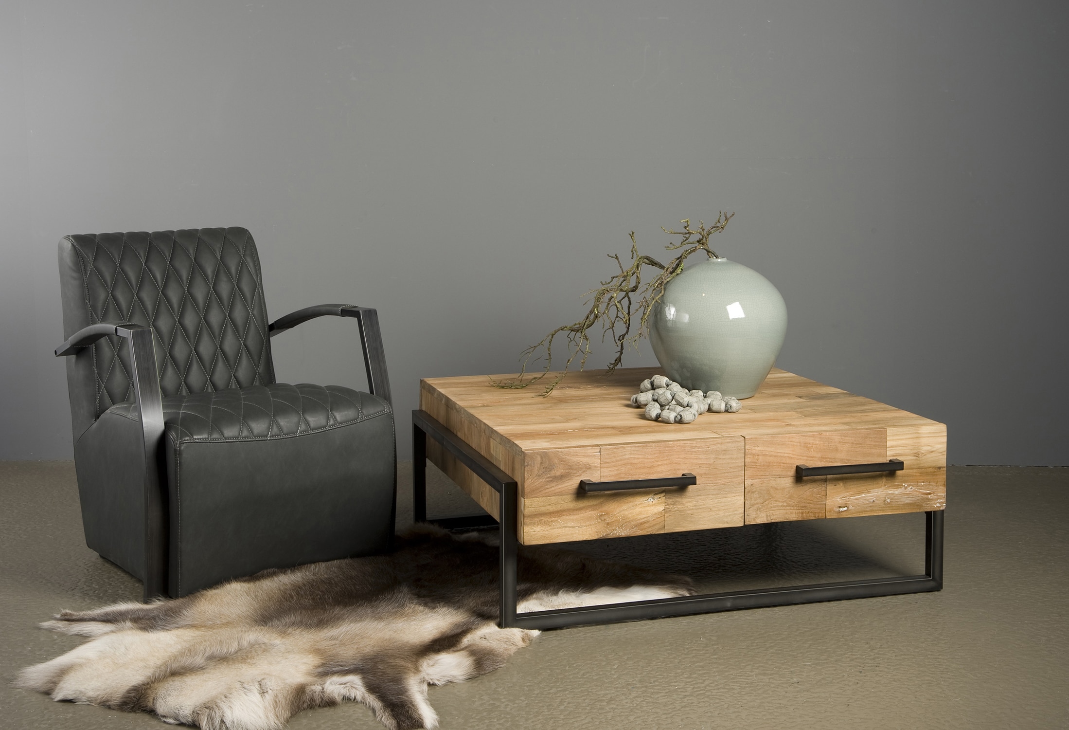 Salontafel Potenza 106x100x40 cm oud teak
