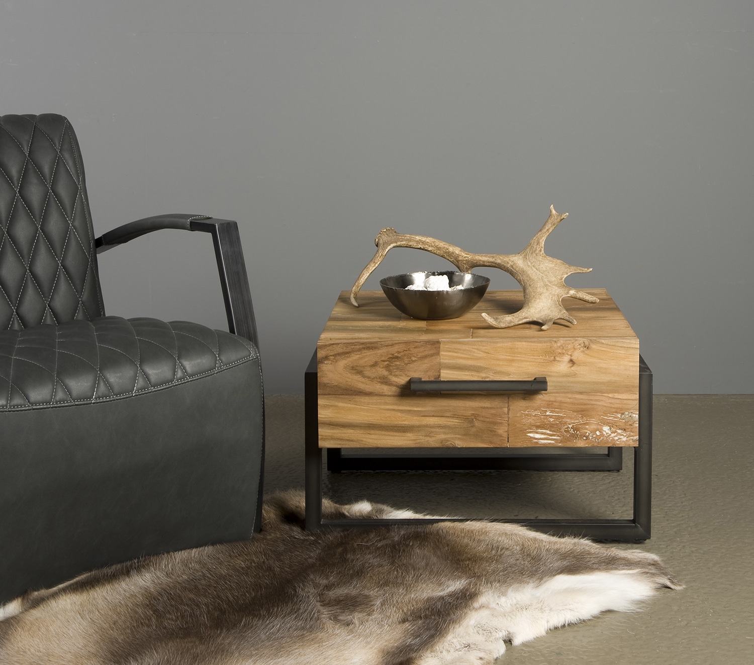 Hoektafel Potenza 66x60x40 cm oud teak