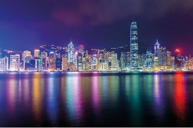Schilderij Hong Kong skyline at night DIB827 AluArt