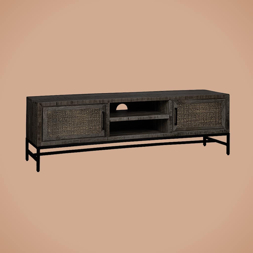 Tv meubel Carini zwart 160x40x50 cm mangohout