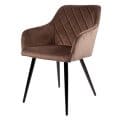 Eetkamerstoel Mila met arm bruin stof velvettof velvet