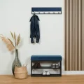Schoenenrek Couchy 80x30x53 cm blauw stof velvet