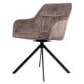 Eetkamerstoel Donna draaibaar met arm taupe stof velvet