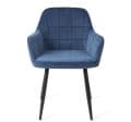 Eetkamerstoel Madison met arm blauw velvet stof