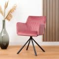 Eetkamerstoel Rose draaibaar met arm roze stof velvet