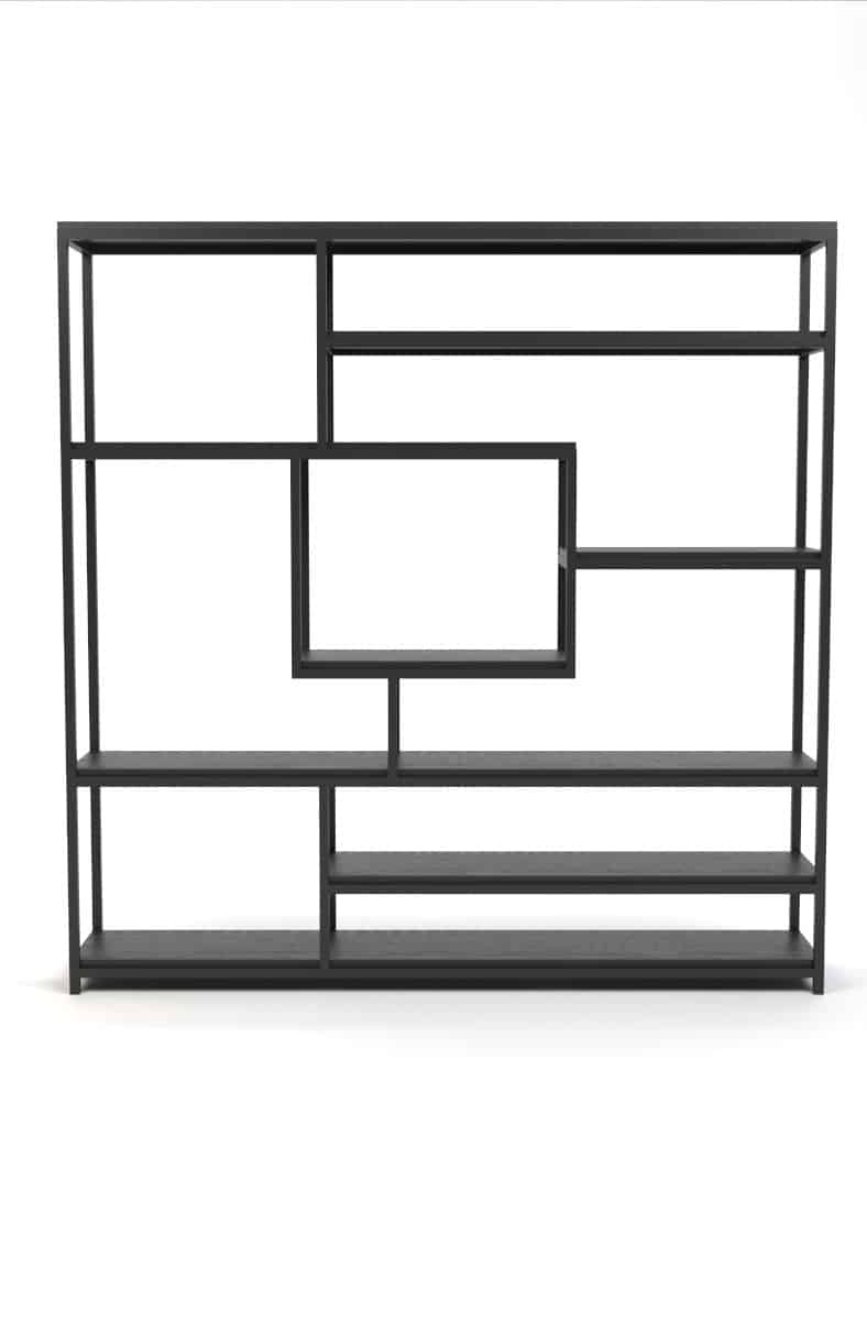 Boekenkast Cod zwart 200x40x200 cm mangohout