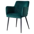 Eetkamerstoel Rose met arm groen stof velvet