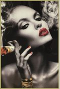 Schilderij Smoking Hot! GLB540 Glass Gold Frame + Stones