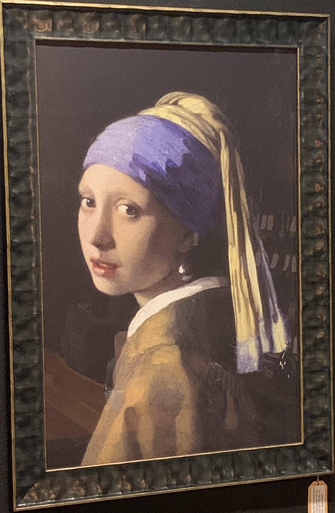Schilderij Girl with the pearle earring Glass Black/Gold Frame