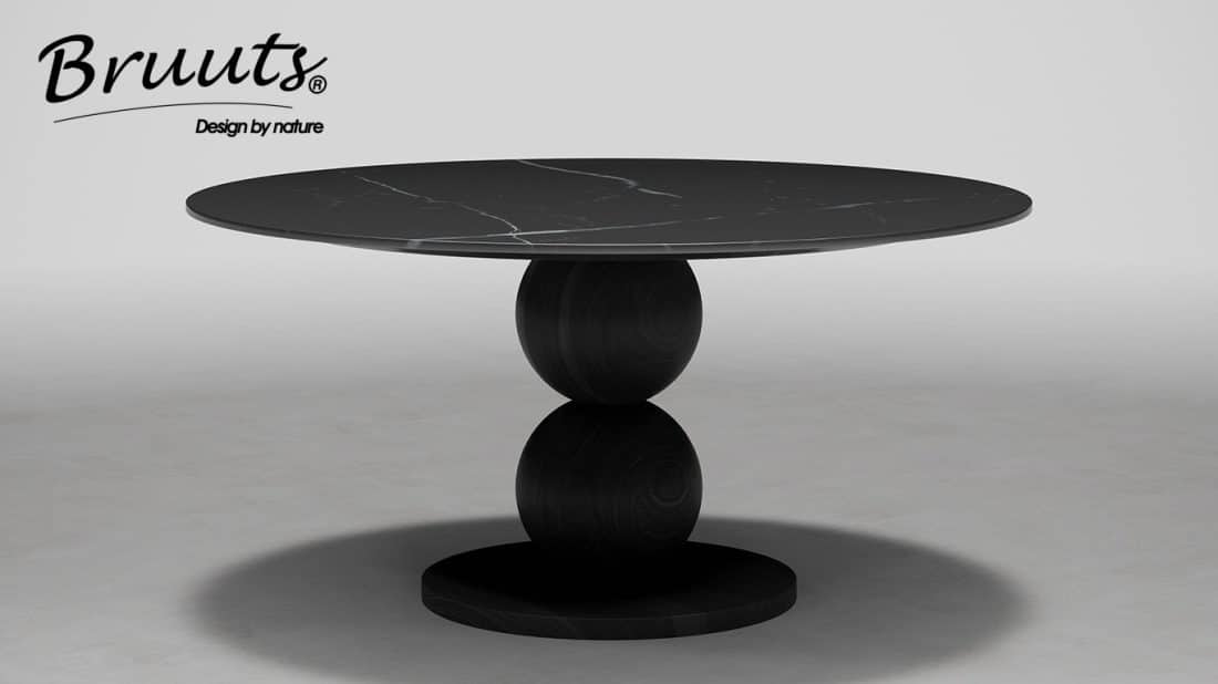 Urbansofa Bruuts Eettafel Blackstone Marble Rond 130 Cm Bolpoot Twin Blank