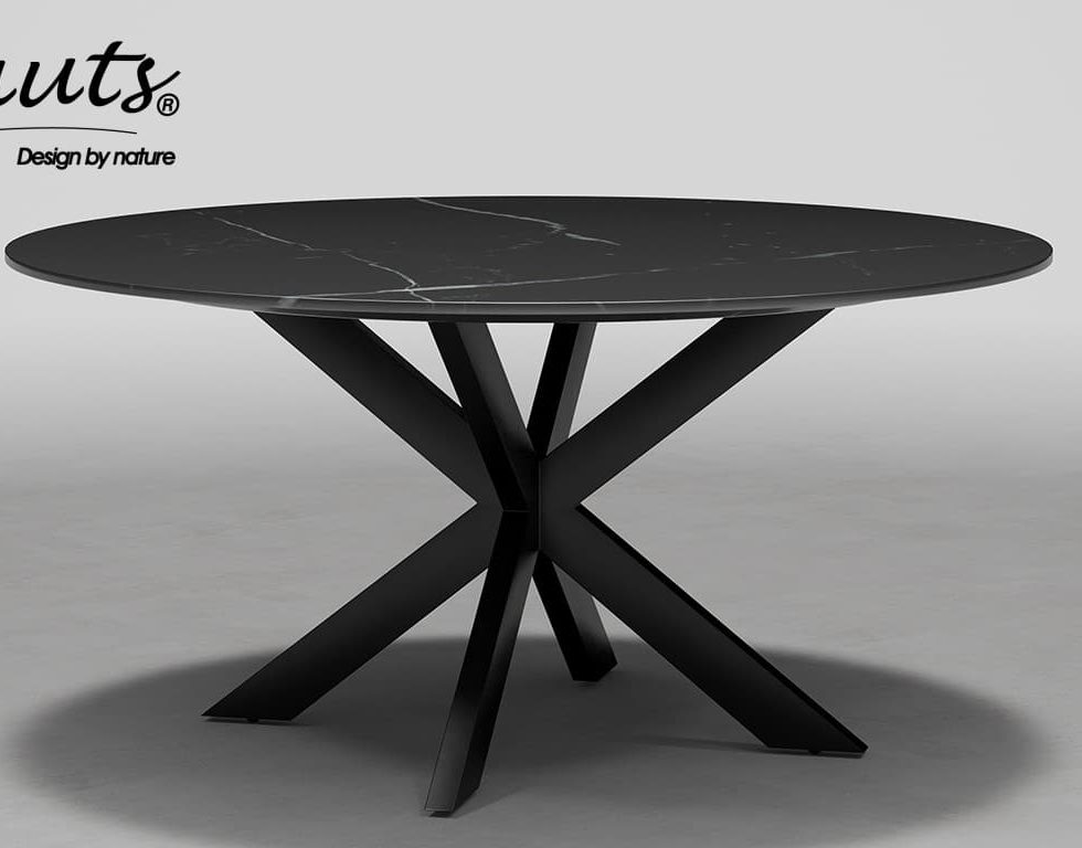 SHOWMODEL UrbanSofa Bruuts® eettafel Blackstone Marble 130 cm rond met Spider Leg