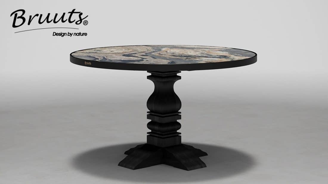 UrbanSofa Bruuts® eettafel Stonefield rond 120 cm natuursteen Pedestrial Leg