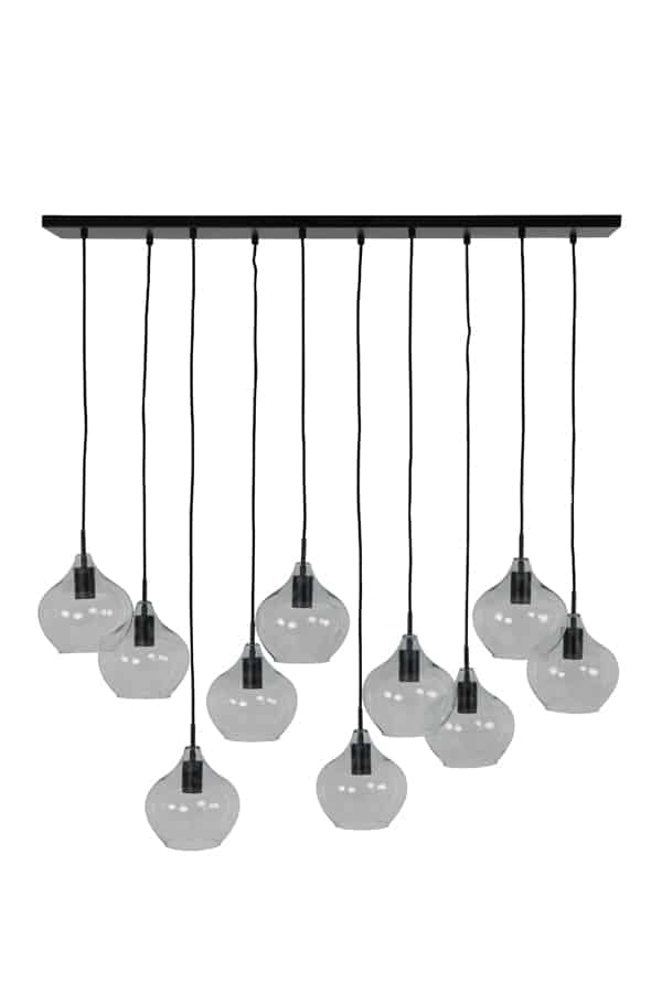 Hanglamp 10L 124x35x60 cm RAKEL mat zwart+helder