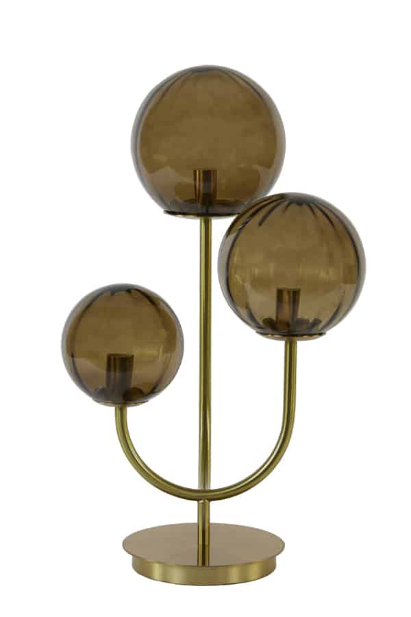 Tafellamp 3L 38x20x60 cm MAGDALA glas bruin+goud