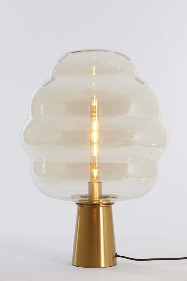Tafellamp Ø45x64 cm MISTY glas amber+goud