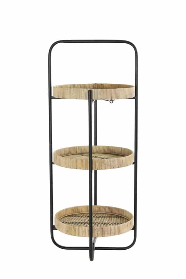 Etagere 3 laags Ø37x89 cm Lorena naturel-zwart