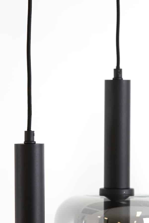 Hanglamp 5L 110x22x32 cm Lekar zwart+smoke glas