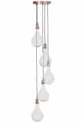 Hanglamp 5L Ø30x190 cm Quirina glas antiek koper