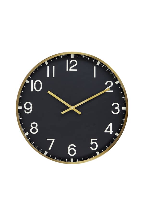 Klok Ø53 cm Torria zwart+goud