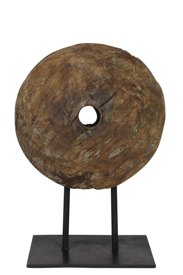 Ornament op voet 38-45x25x50-57 cm Polos hout bruin-zwart