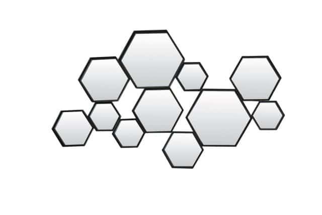 Spiegel 98x3,5x57,5 cm Cinci zeshoek mat zwart