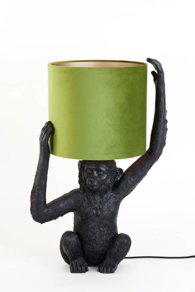 Tafellamp 46x32x68 cm Monkey mat zwart+olijf groen