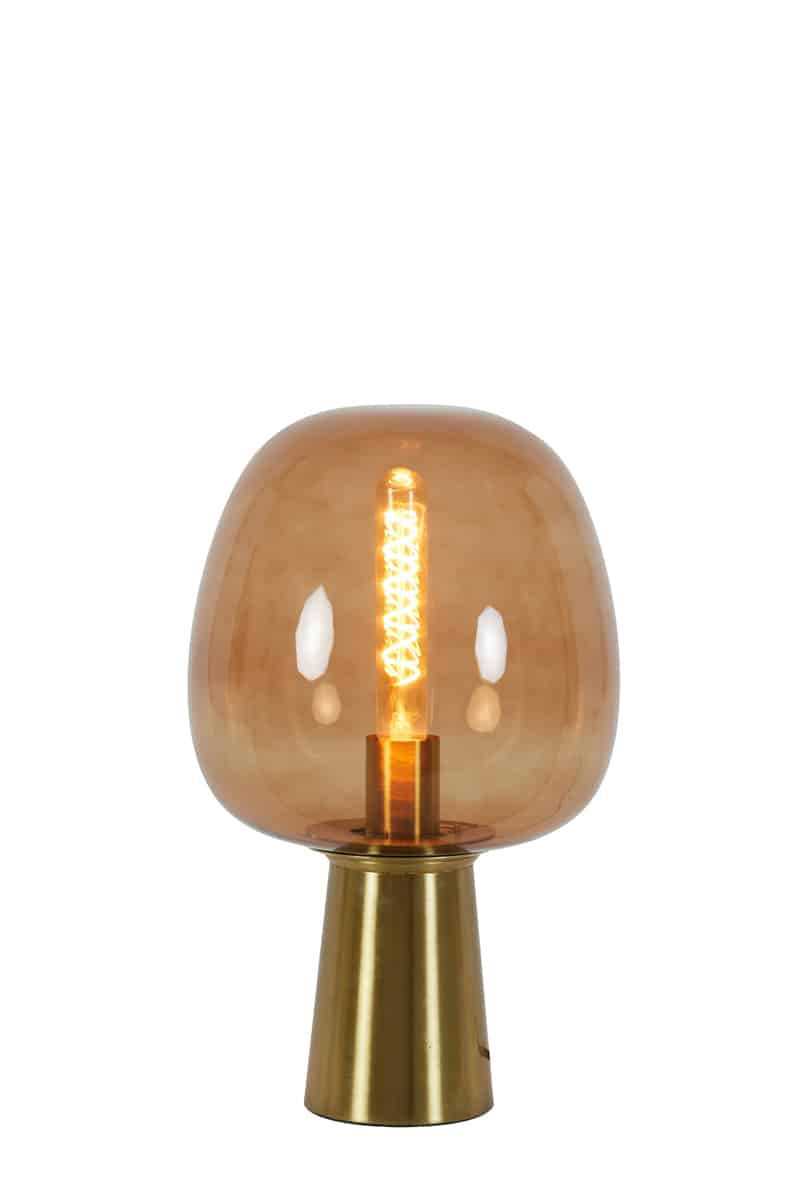 Tafellamp Ø22x40 cm Maysony glas bruin+brons