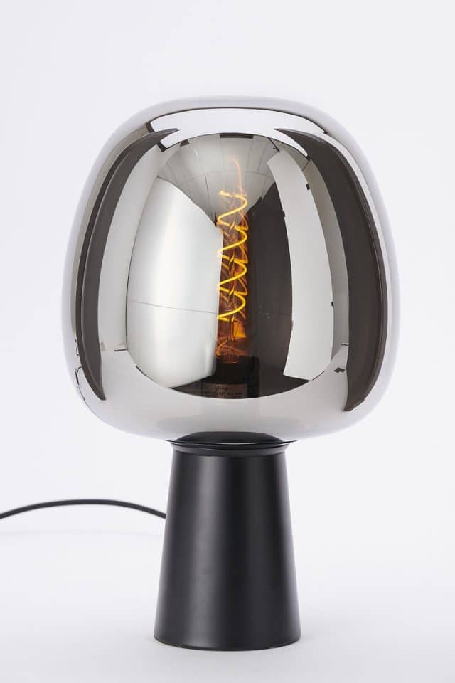 Tafellamp Ø22x40 cm Maysony smoke glas+mat zwart